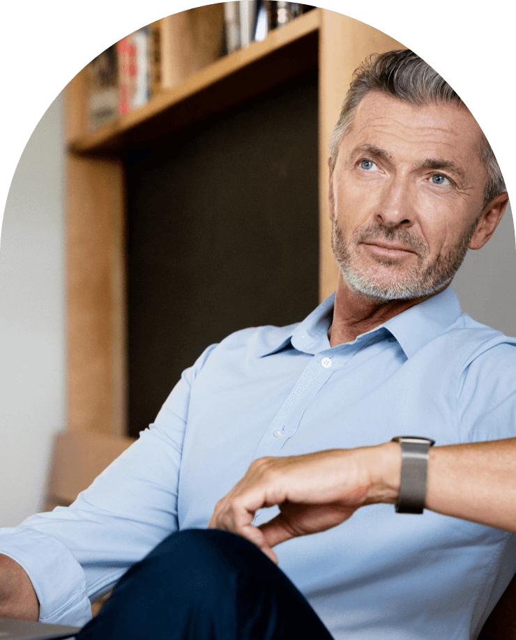 Business Mann mit blauem Hemd